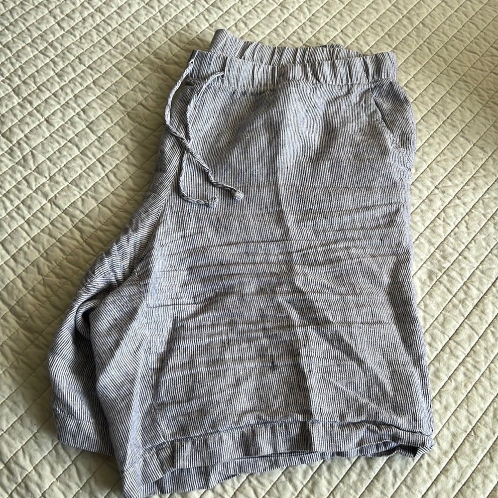 Pure Jill Woven Stripes Tunic Linen Gray Shorts